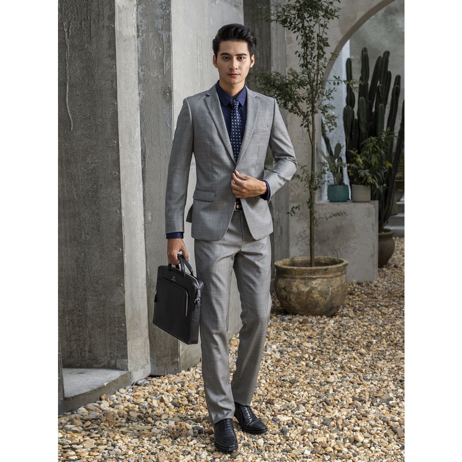 BỘ SUIT ARISTINO xám ghi lịch lãm, trẻ trung dáng REGULAR FIT ASU001W9