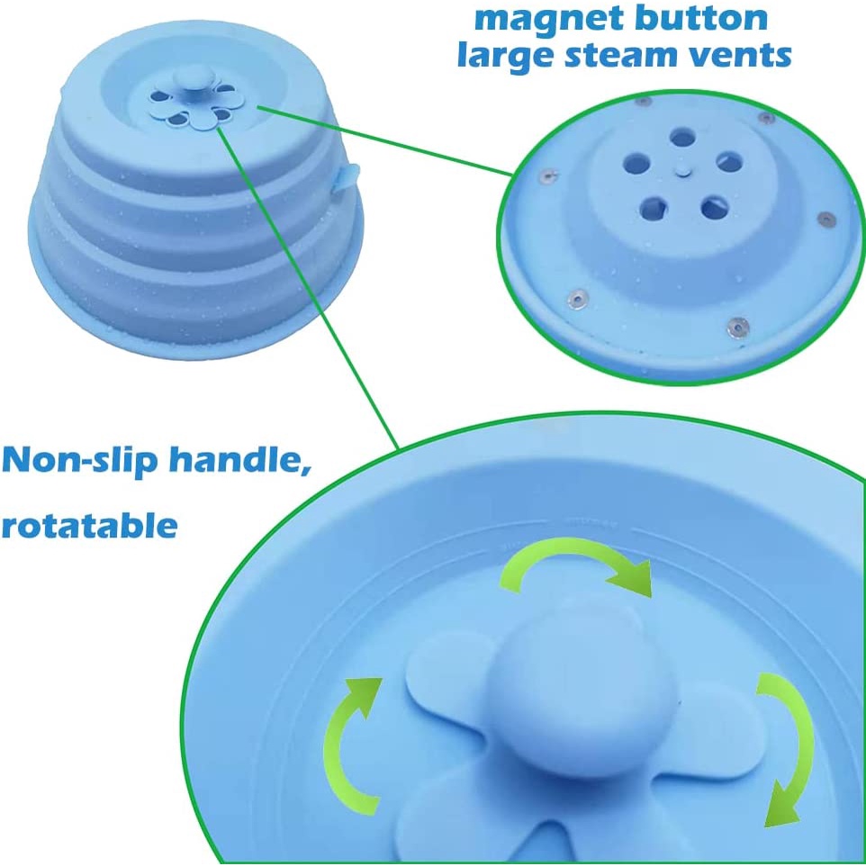 Nắp Đậy Lò Vi Sóng Bằng Silicone Từ Tính Chống Đổ Có Thể Gấp Lại 11in &amp; BPA An Toàn Không Chứa BPA
