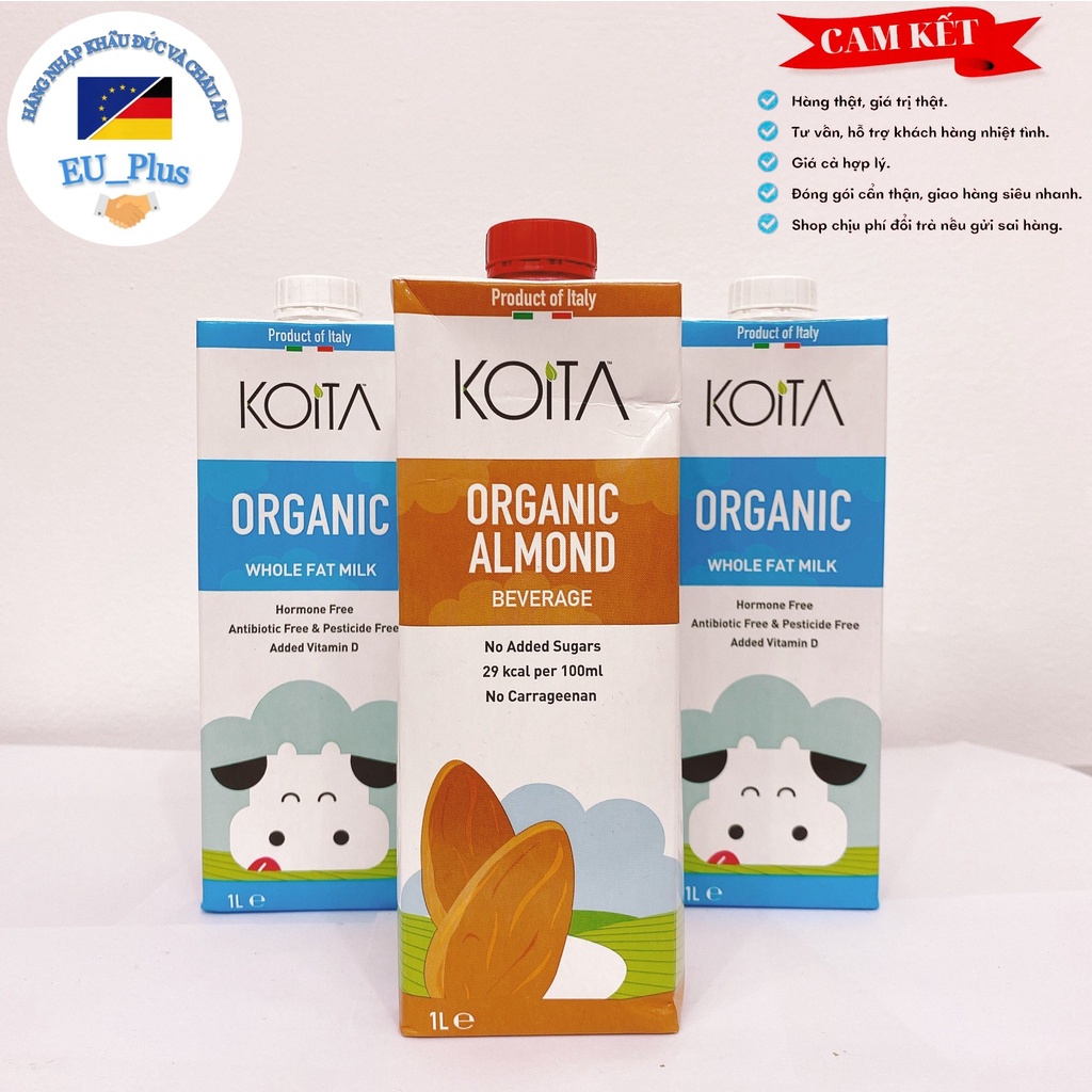 Sữa hữu cơ Koita 1 lít - Ý - Organic Nguyên kem/ sữa hạt hạnh nhân