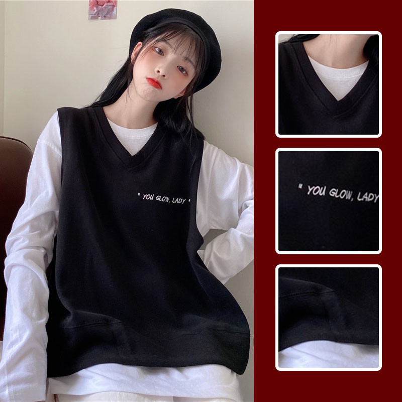 Set áo khoác ghi lê và áo dài tay thời trang năng động trẻ trung cho nữ | BigBuy360 - bigbuy360.vn