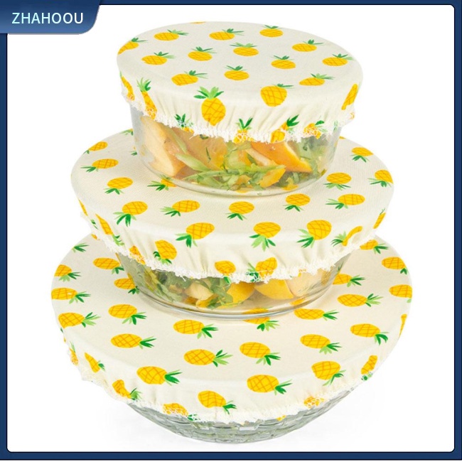 ☃Nhà☃ Set 3 Nắp Đậy Bát Đĩa Bảo Quản Thực Phẩm Chống Bụi Có Thể Tái Sử Dụng Ốp