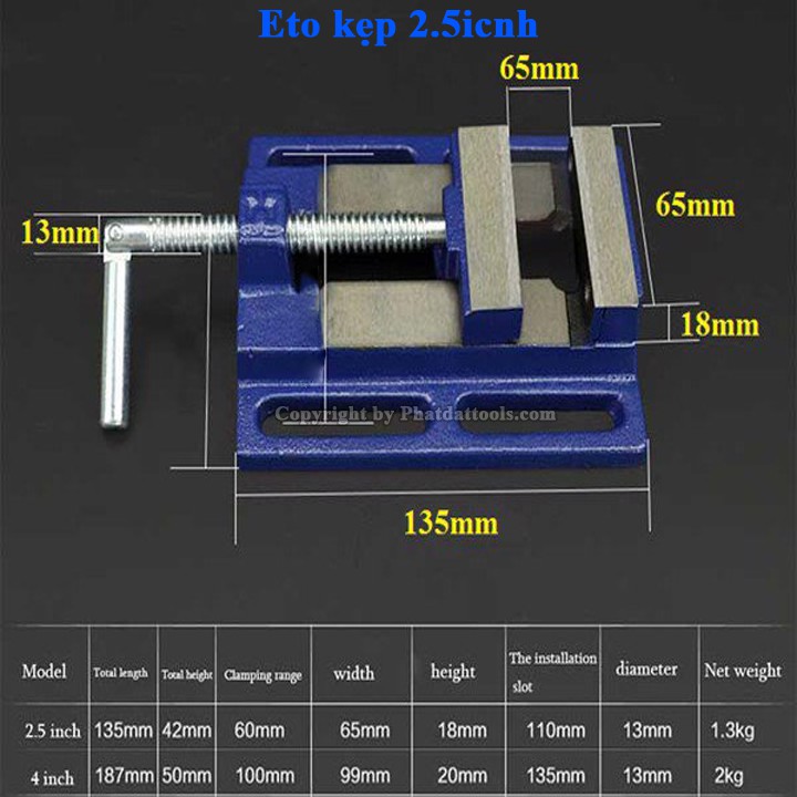 Eto khung gắn máy khoan 3inch - Eto kẹp bàn - Hợp kim bền