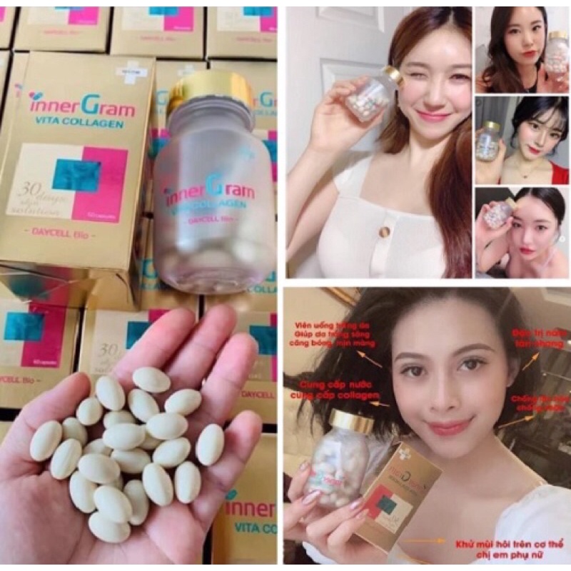 Vien uông trắng da cấp nước inner gram vita collagen daycell