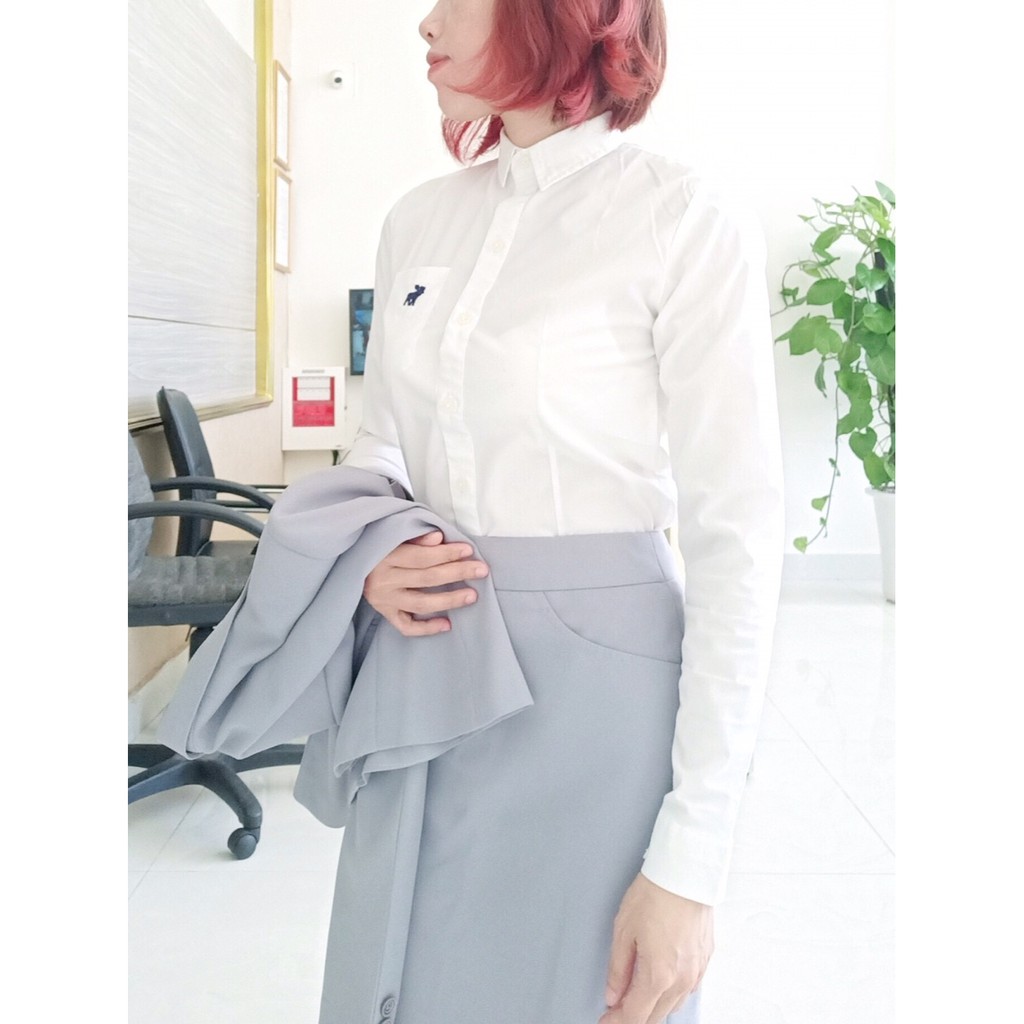 (HOT) Áo Sơ Mi Trắng Nữ 💕Áo Công Sở Tay Dài💕Giá Rẻ Nhất Sàn (sp có thêu hình ở túi, ngẫu nhiên) | BigBuy360 - bigbuy360.vn
