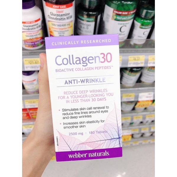 Collagen30 webber canada 180 viên đẹp da, tốt tóc- hiệu quả sau 30 ngày sử dụng- hsd 202