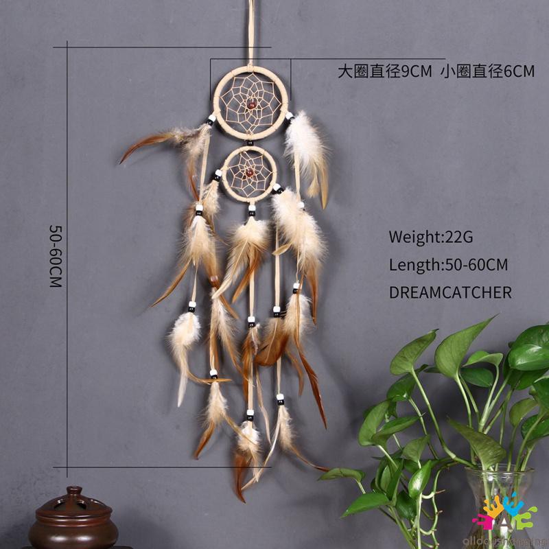 Vòng dream catcher hai lớp treo tường trang trí mang lại may mắn