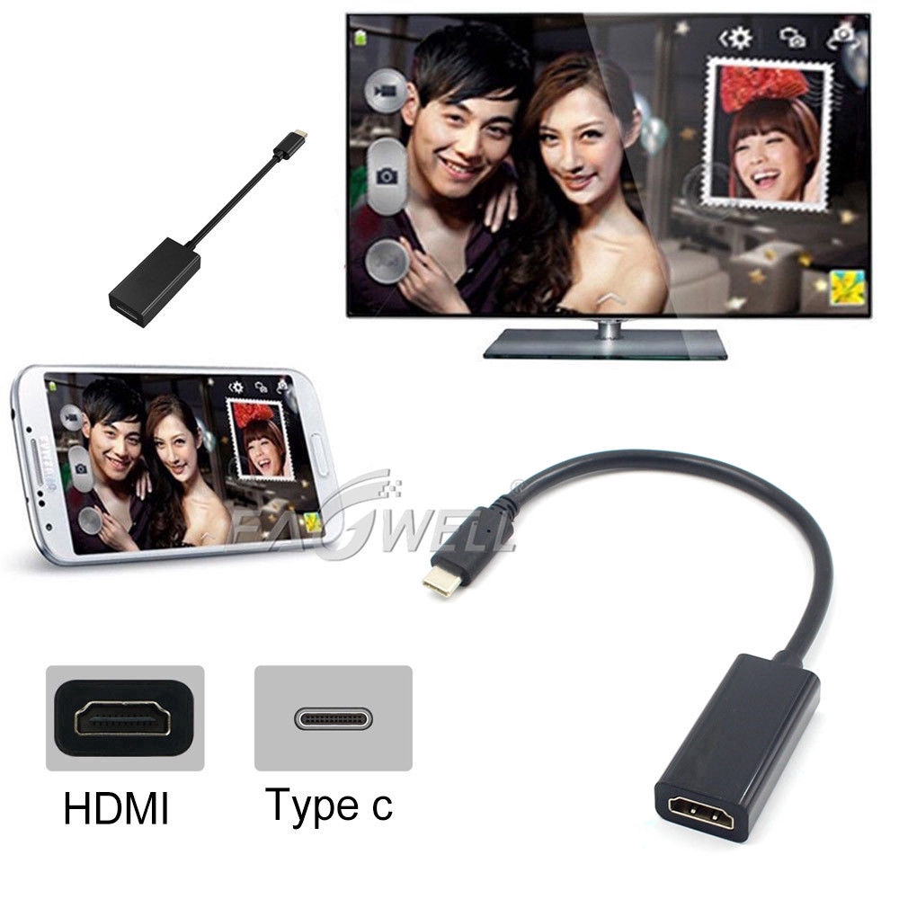 Black USB-C Type-C to HDMI HDTV Adapter Cable Cord