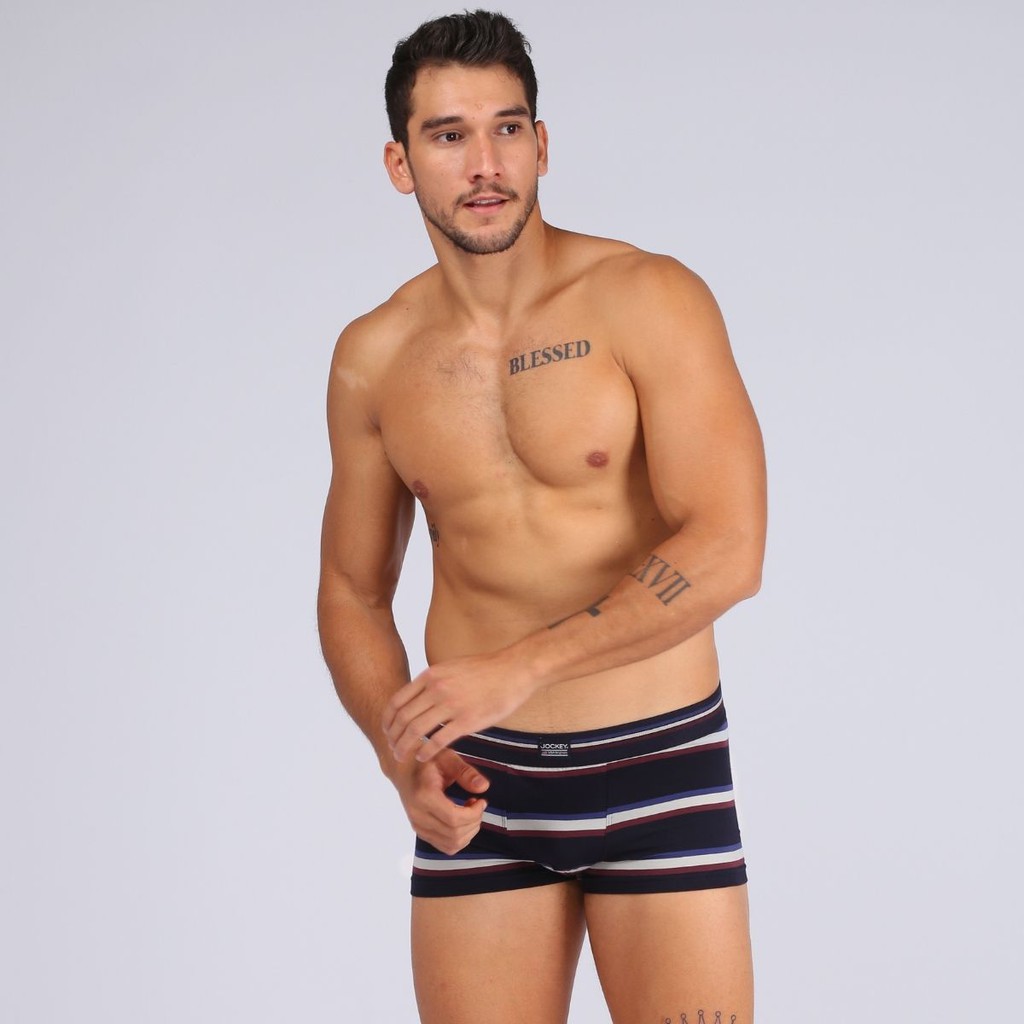 Quần Lót Nam Jockey Trunk Boxer Bản To Thun Cotton Mềm Mịn Thoáng Khí In Sọc - JUMB0309