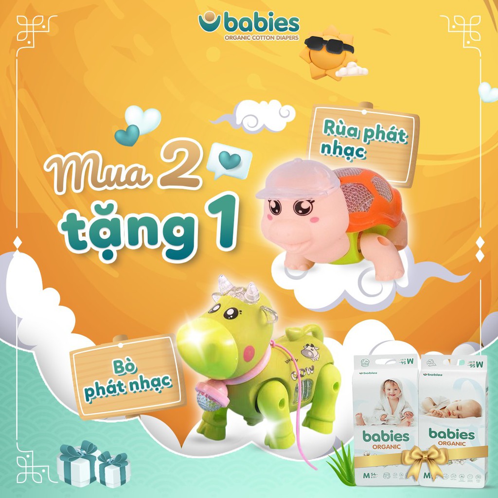 Tã Bỉm DÁN/QUẦN BABIES ORGANIC bông hữu cơ an toàn cho bé S66/M56/L46//M54/L50/XL46/XXL40