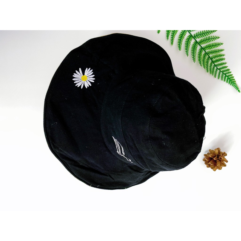 [SALE OFF] Mũ rộng vành thêu hình hoa cúc phiên bản Hàn Quốc