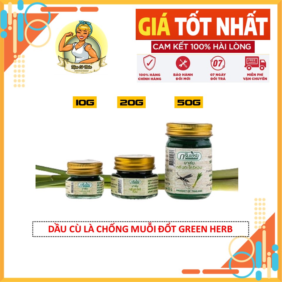 DẦU CÙ LÀ CHỐNG MUỖI ĐỔT GREEN HERB (CAO SẢ CHỐNG CÔN TRÙNG ĐỐT CITRONELLA ESSENCE BALM) -20GR- THÁI LAN