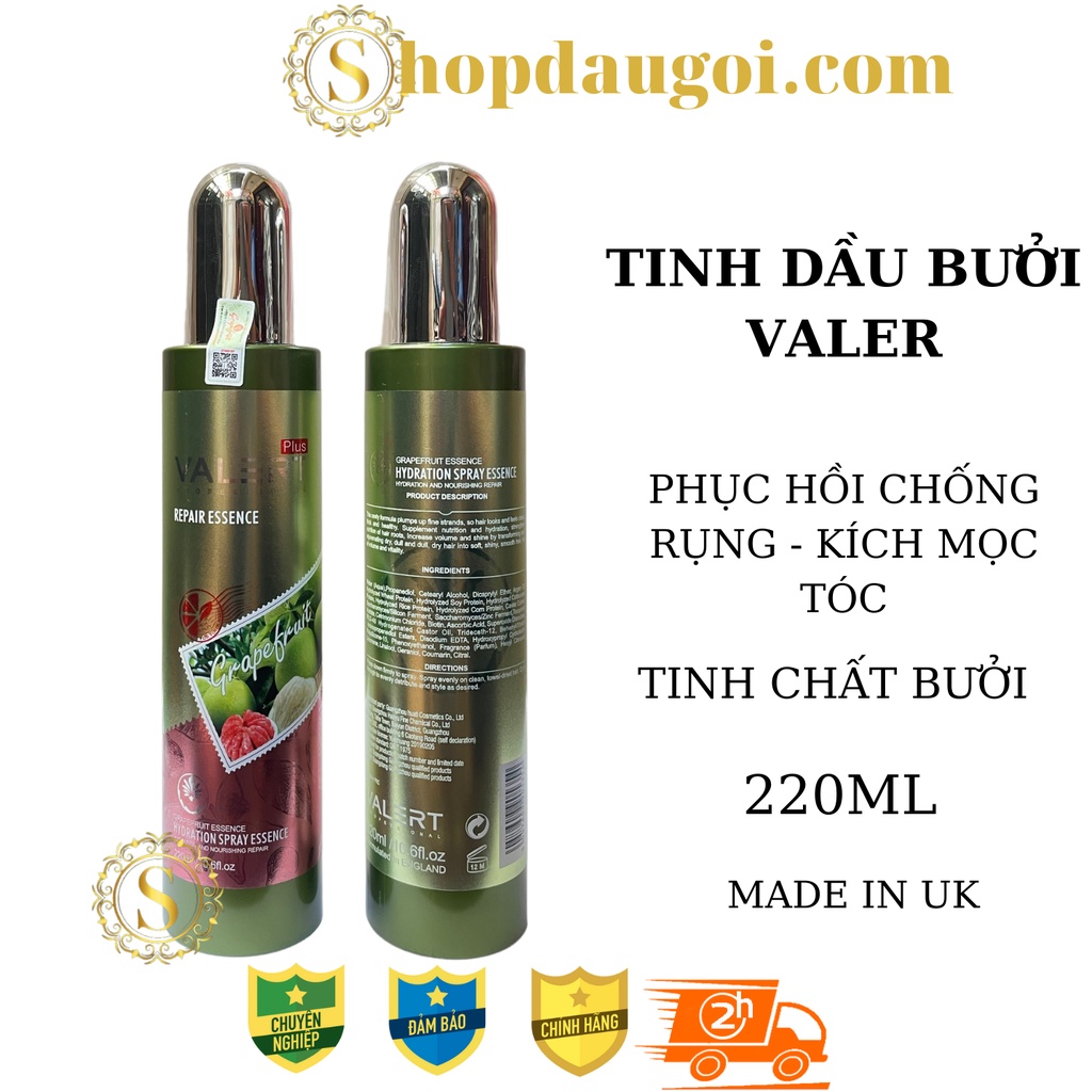 DẦU GỘI XẢ BƯỞI GRAPEFRUIT VALER CHỐNG RỤNG KÍCH THÍCH MỌC TÓC PHỤC HỒI TÓC HƯ TỔN 850ML*2