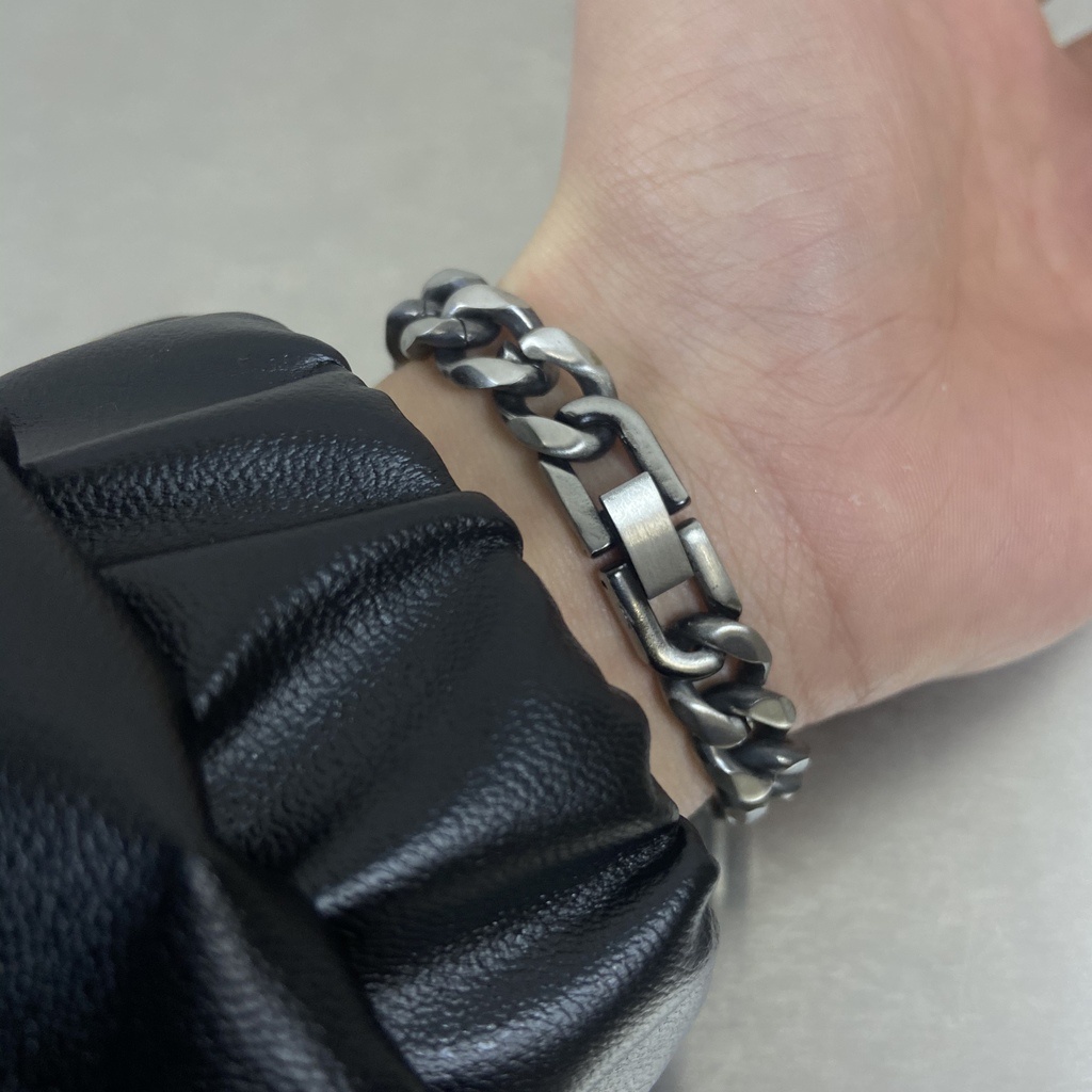 Vòng Đeo Tay Thép Titan Phong Cách hip hop retro Cá Tính Dành Cho Nam Nữ