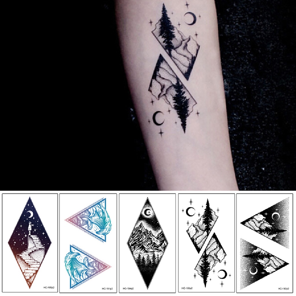 Hình dán giả xăm núi mặt trăng hành tinh sinh thái học Halloween