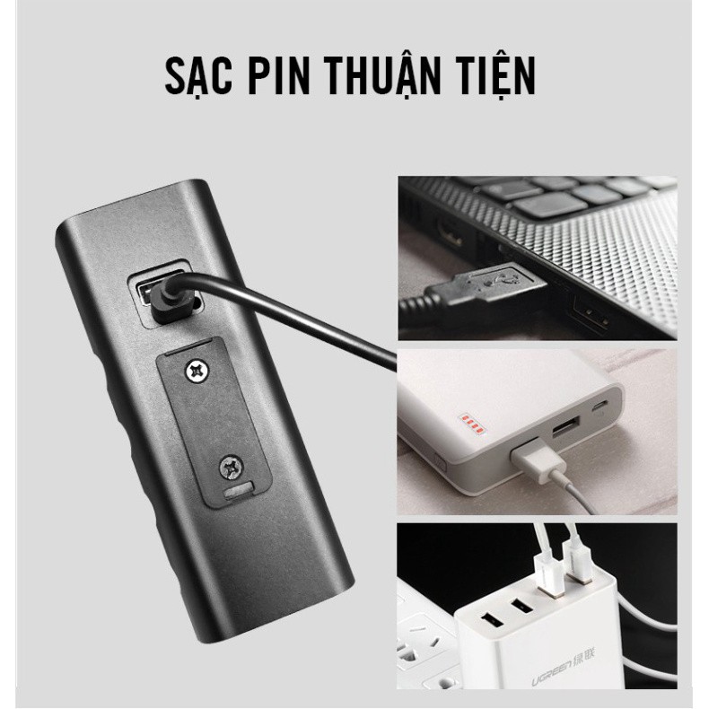 Đèn pin xe đạp led siêu sáng 3 pha led vỏ nhôm nguyên khối pin 5 tiếng kháng nước kháng bụi BX3,BX2