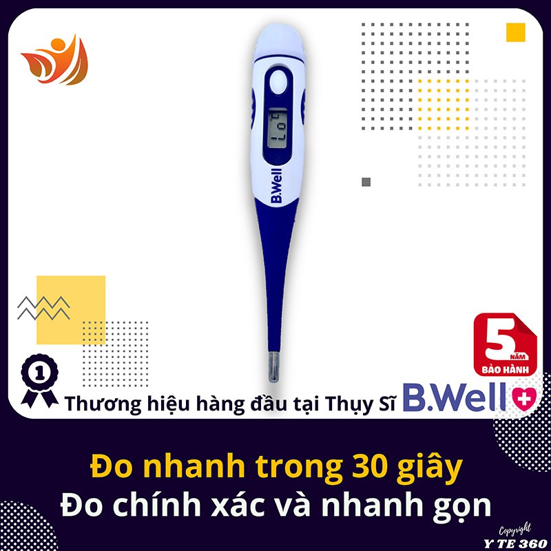 Nhiệt kế điện tử đo độ ngậm miệng kẹp nách hậu môn cho bé b.well wt 04 - bwell y tế 360