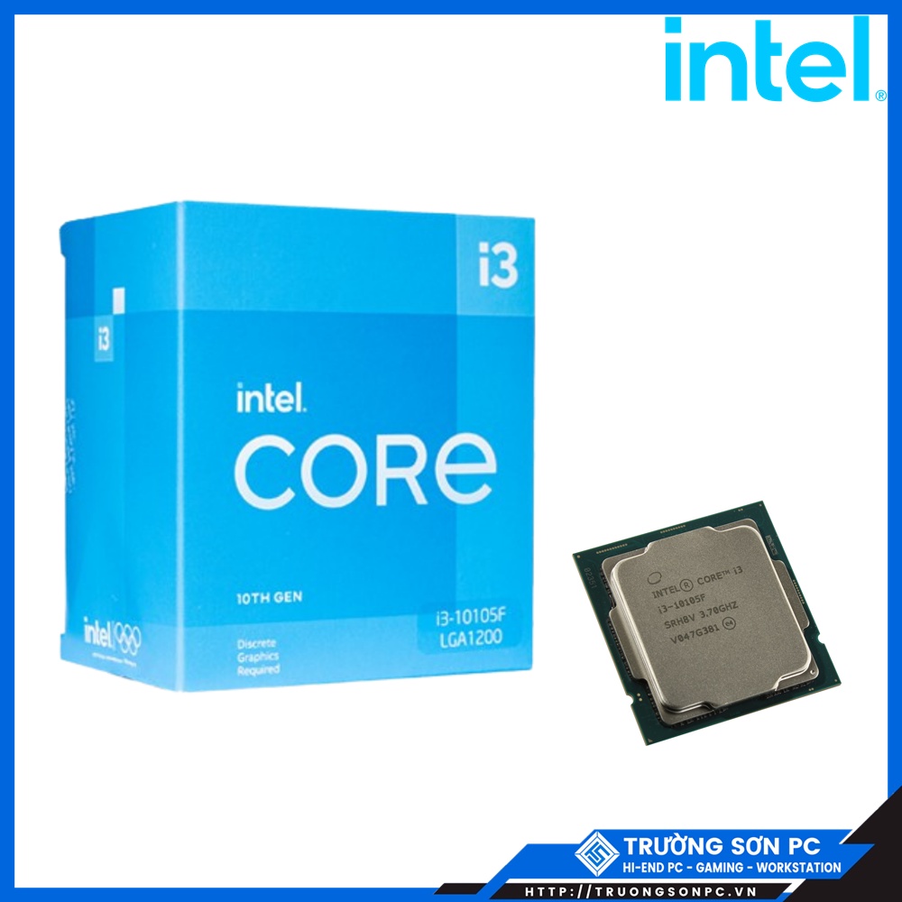 CPU Intel Core i3 10105F (3.7GHz turbo up to 4.4Ghz, 4 Cores 8 Threads, 6MB Cache, 65W) | Full Box Nhập Khẩu