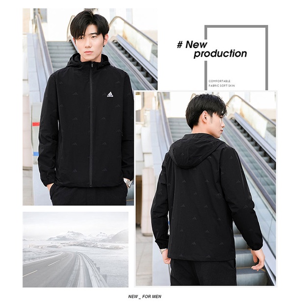 Áo khoác thể thao Adidas 100% chính hãng chống gió in họa tiết độc đáo cho nam và nữ