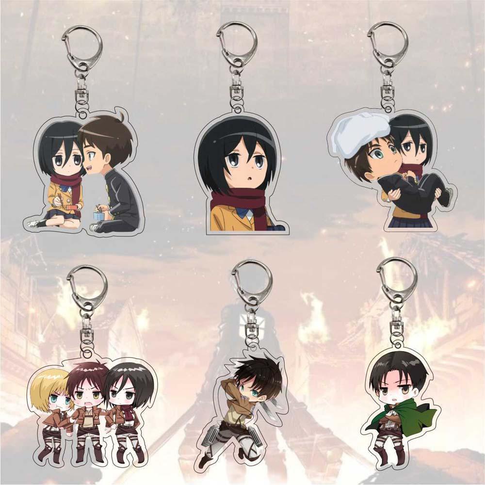 Móc Khóa Hai Mặt Họa Tiết Hoạt Hình Attack on Titan Trang Trí Nội Thất Xe Hơi