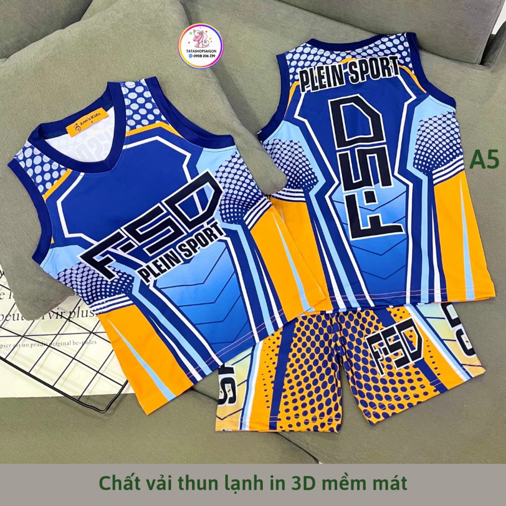 [22 40KG] Đồ bộ bé trai ba lỗ thun lạnh in 3D size đại 171