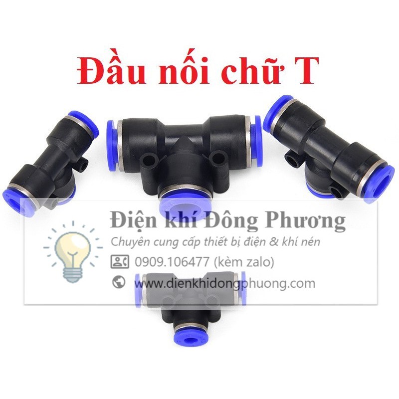 Nối nhanh T 3 đầu ống - PE (4mm, 6mm, 8mm, 10mm, 12mm, 14mm)