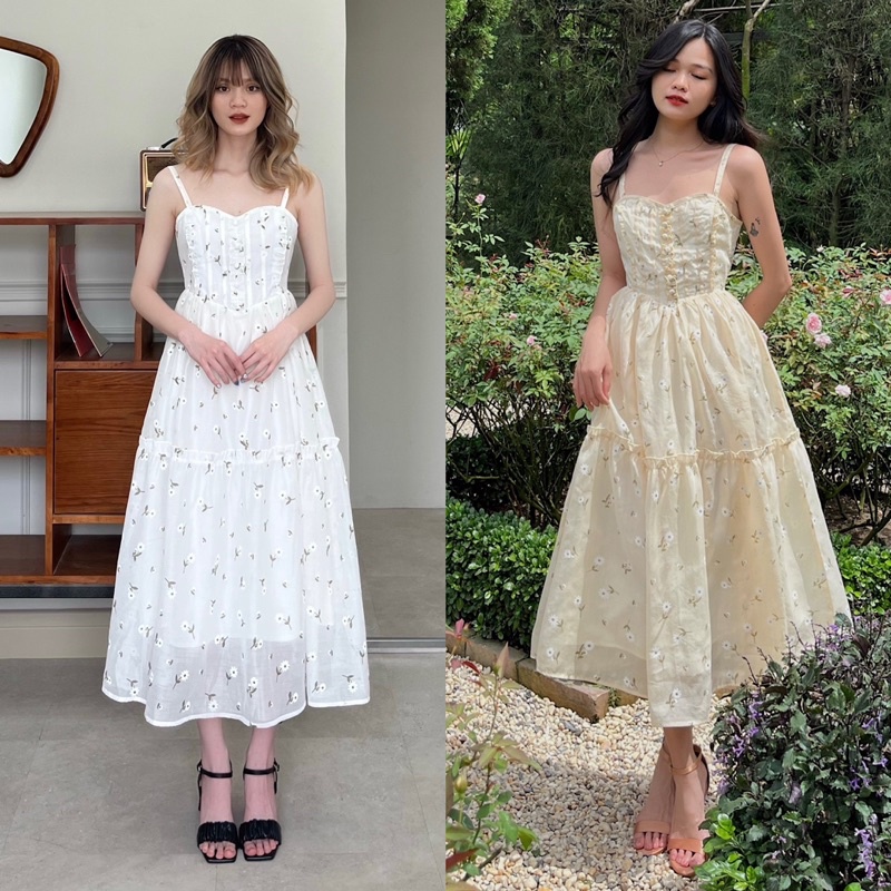 Eurelia dress - Đầm dây corset hoa xoè - Somalyng.studio