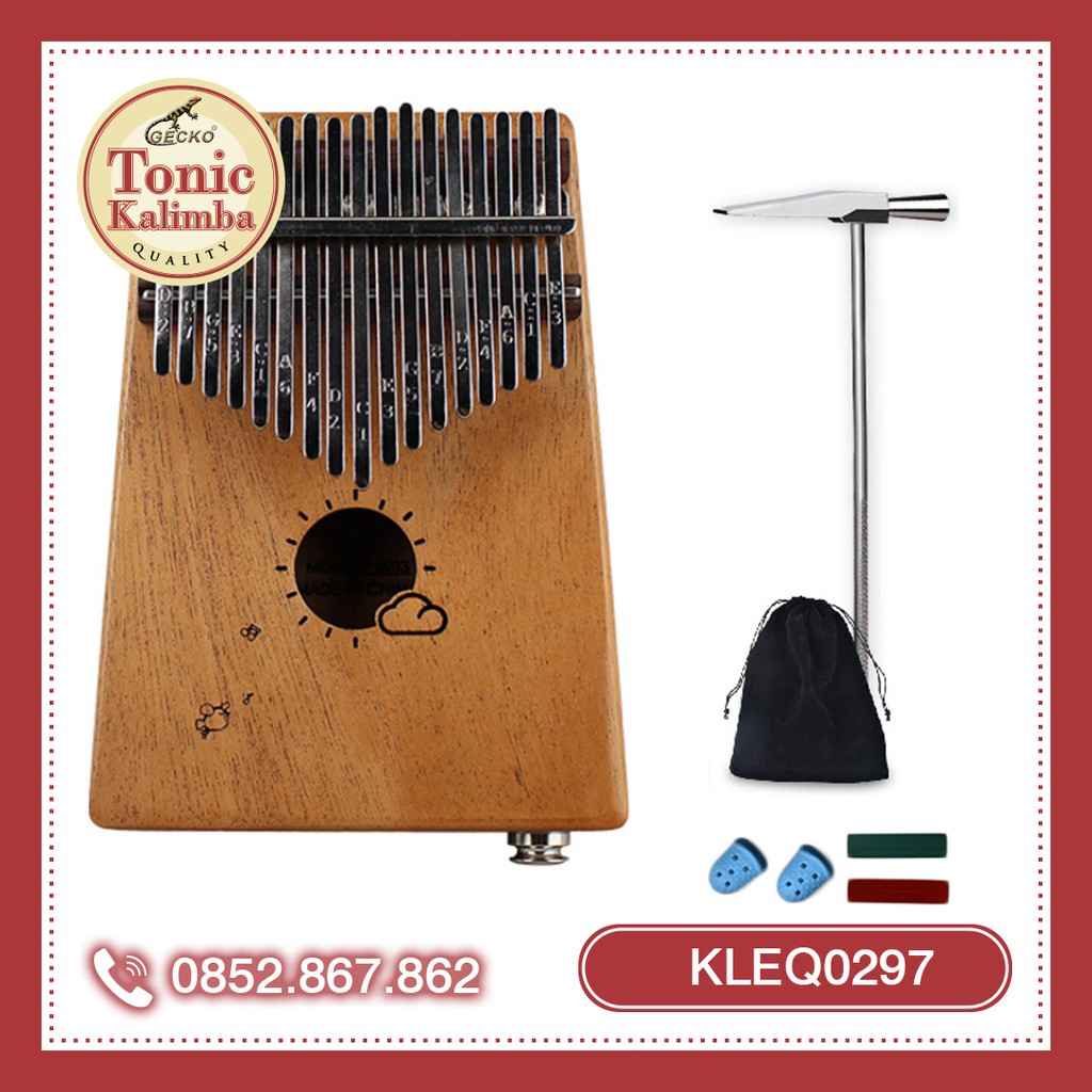 Kalimba 17 phím Mahagony có EQ họa tiết chim hót và mây ngộ nghĩnh KLEQ0297 đầy đủ phụ kiện tặng túi nhung bảo vệ đàn