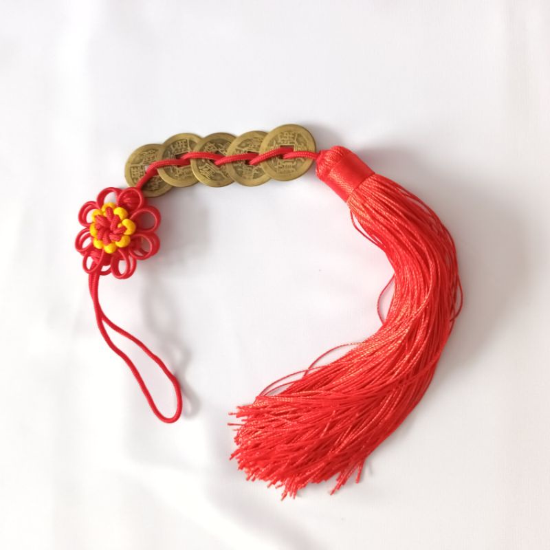 Chuỗi tiền xu ngũ đế đắc tài lộc treo xe, bàn làm việc, quầy thu ngân, phòng khách, trấn trạch, thuật phong thủy