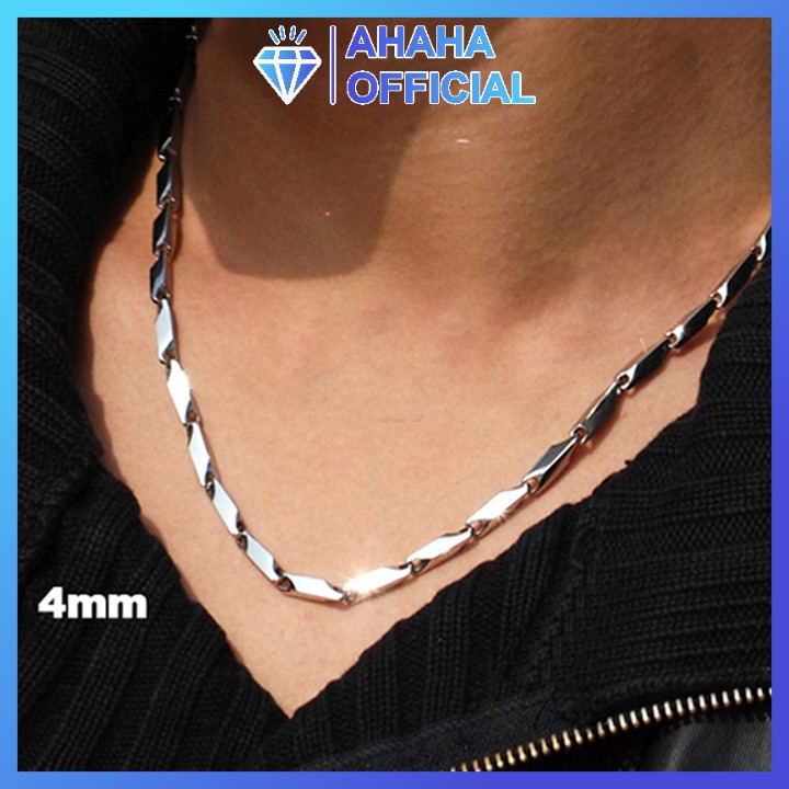 Dây chuyền nam inox cao cấp thời trang kiểu hỏa tiển trơn ahaha.official kích cỡ 4mm màu trắng thép không gỉ PTDCNA14