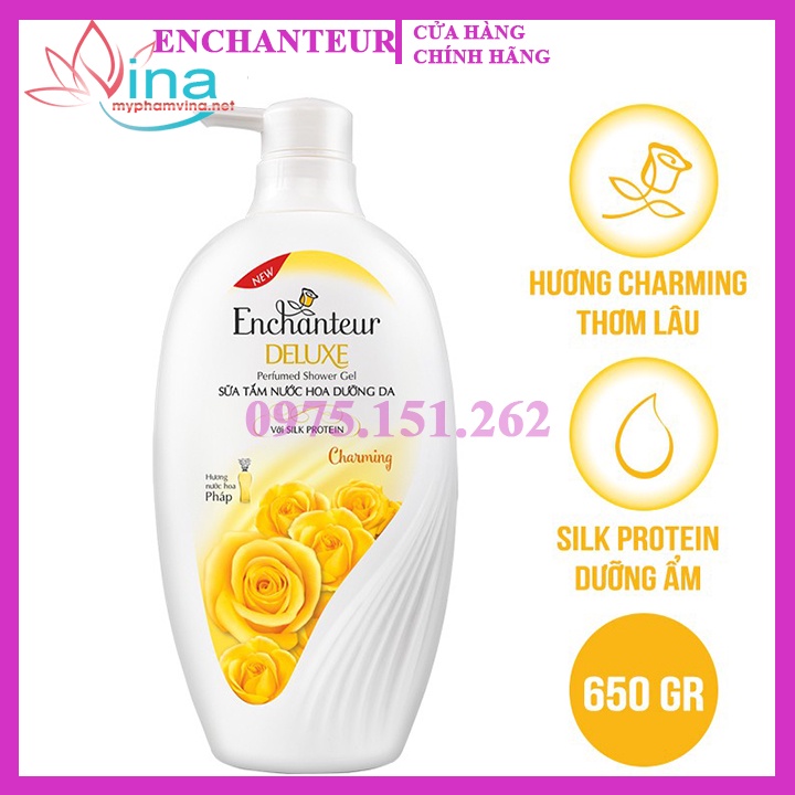 Sữa tắm nước hoa enchanteur charming 650g các loại