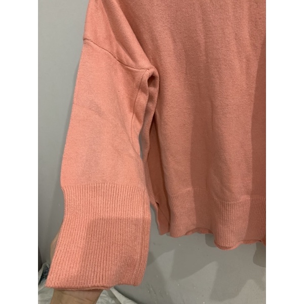 Áo len hàn cổ 3 phân màu hồng cam 2hand