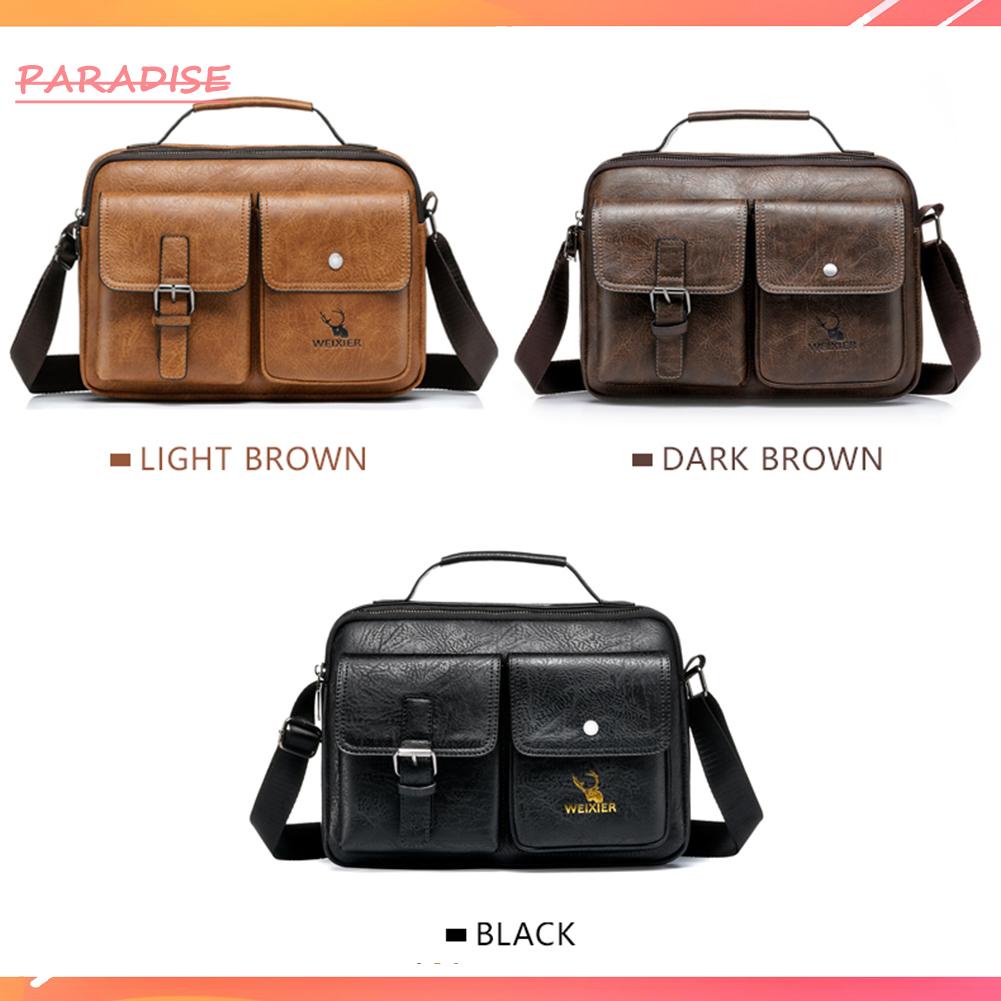 Túi Xách Da PU Nhiều Ngăn Phong Cách Vintage Cho Nam