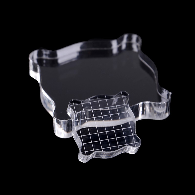 Khối acrylic Trong Suốt Dùng Trang Trí Thủ Công Kèm 2 Con Dấu DIY