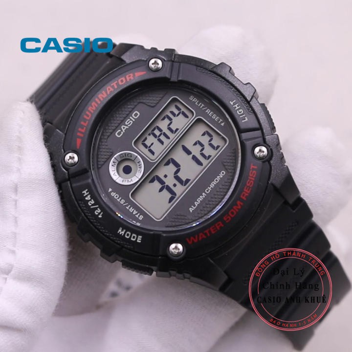 Đồng hồ điện tử nam Casio W-216H-1A dây nhựa