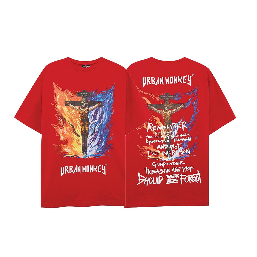Áo Thun URBAN MONKEY GUY FAWKES Đỏ Thun Cotton Cao Cấp