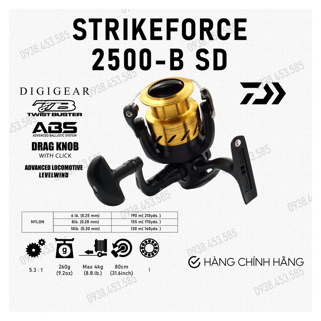 Máy câu Daiwa STRIKEFORCE - chuyên lure tráp hanh chẽm lóc