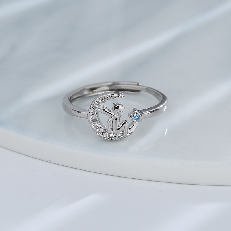 Nhẫn Đeo Ngón Trỏ Hình Mặt Trăng/Ngôi Sao Đính Đá Lấp Lánh Sang Trọng F781