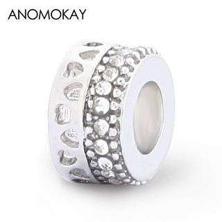 Hạt Charm Đính Pha Lê Trắng Cổ Điển Phối Hình Trái Tim Dùng Để Tự Làm Trang Sức Vòng Tay Thời Trang