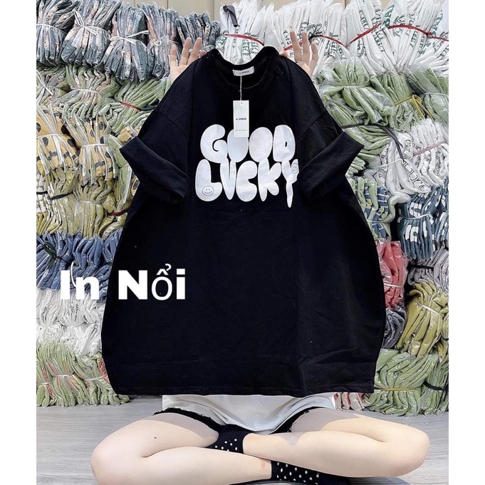 [ Rẻ vô địch ] Áo thun cotton tay lỡ dáng rộng unisex - goodluck