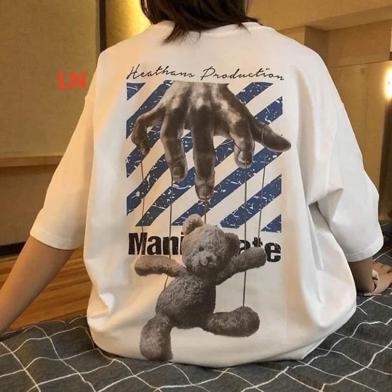 Áo phông bàn tay gấu gạch chéo chất su DA6