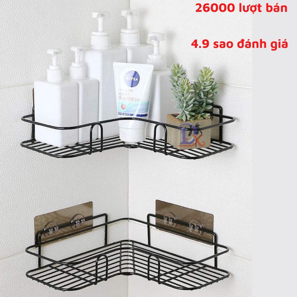 Kệ góc nhà tắm dán tường phun sơn tĩnh điện siêu chắc , Kệ để đồ nhà bếp màu đen