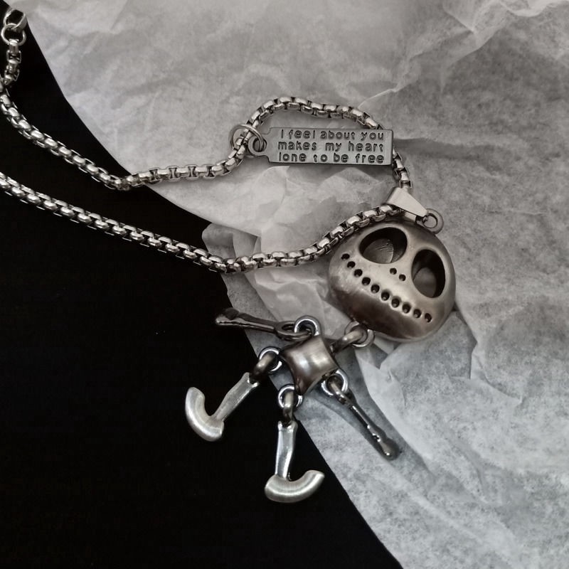 Dây Chuyền Thép Titan Mặt Người Ngoài Hành Tinh Phong Cách Hip Hop Hàn Quốc 23088