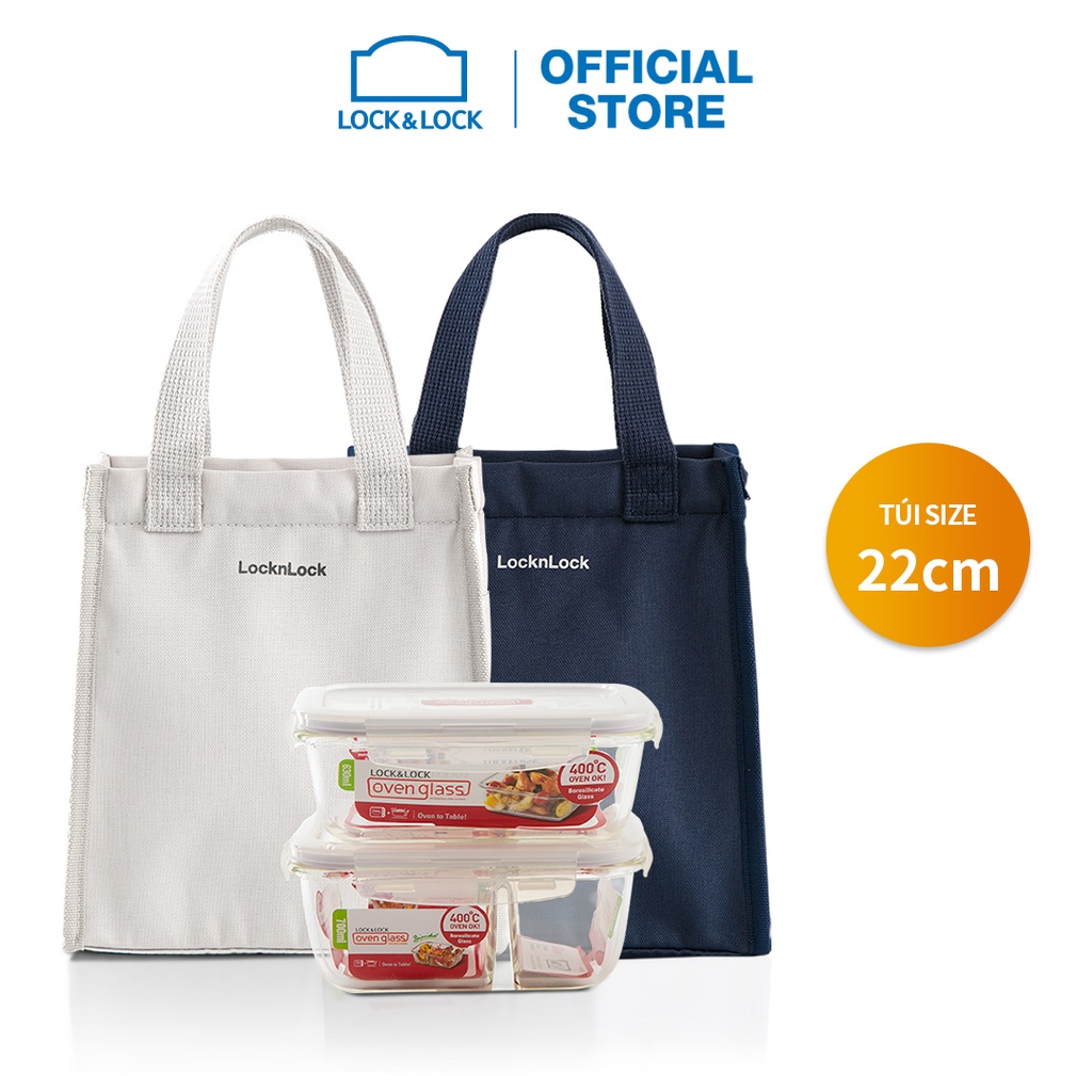 [Mã LIFEHL25 giảm 10% đơn 350K] Bộ túi hộp cơm thủy tinh Lock&amp;Lock Lunch box set - LLG429DS2 (2 màu)