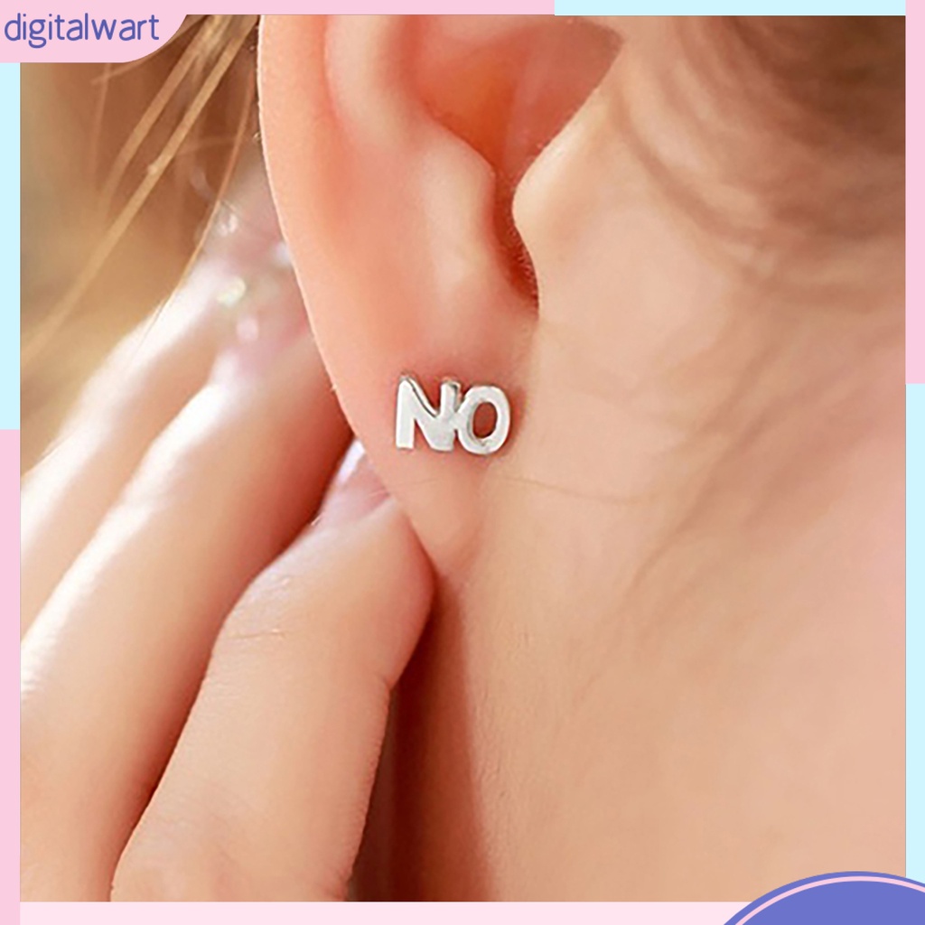 Bông tai mạ bạc hình chữ Yes No thời trang nữ