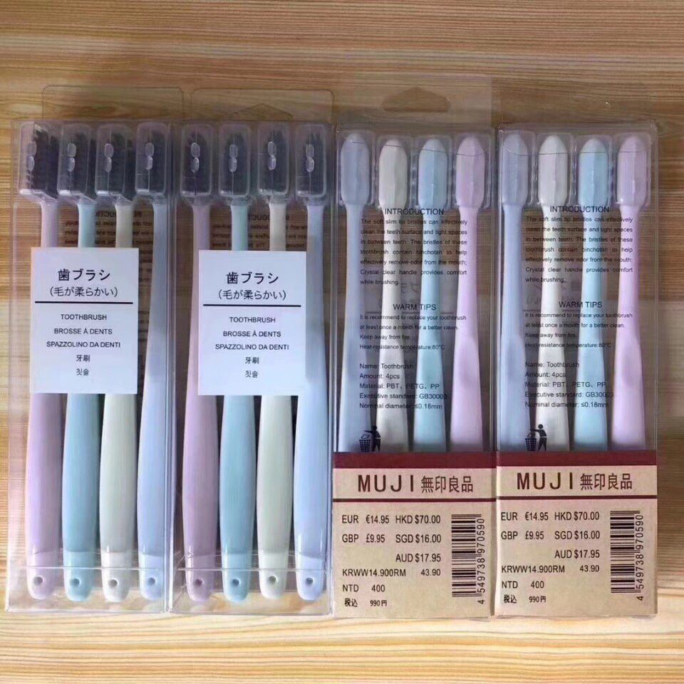 Set 4 Bàn chải đánh răng lúa mạch Muji.