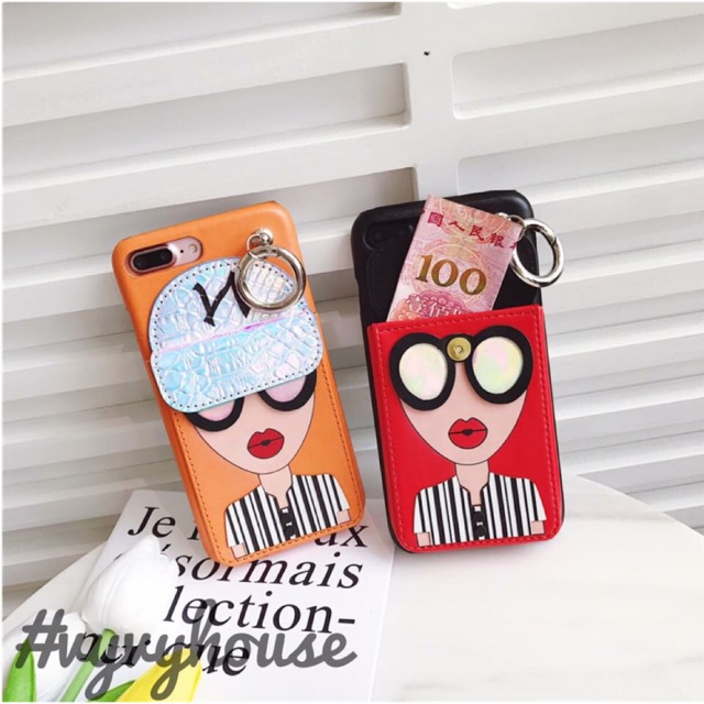 Ốp da cô gái đeo kính iphone 6/6plus/7/7plus/8/8plus