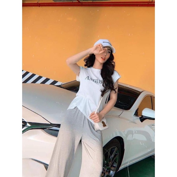 Set thể thao ống suông áo chữ cá tính ( chuẩn mẫu , ảnh sàn thật )