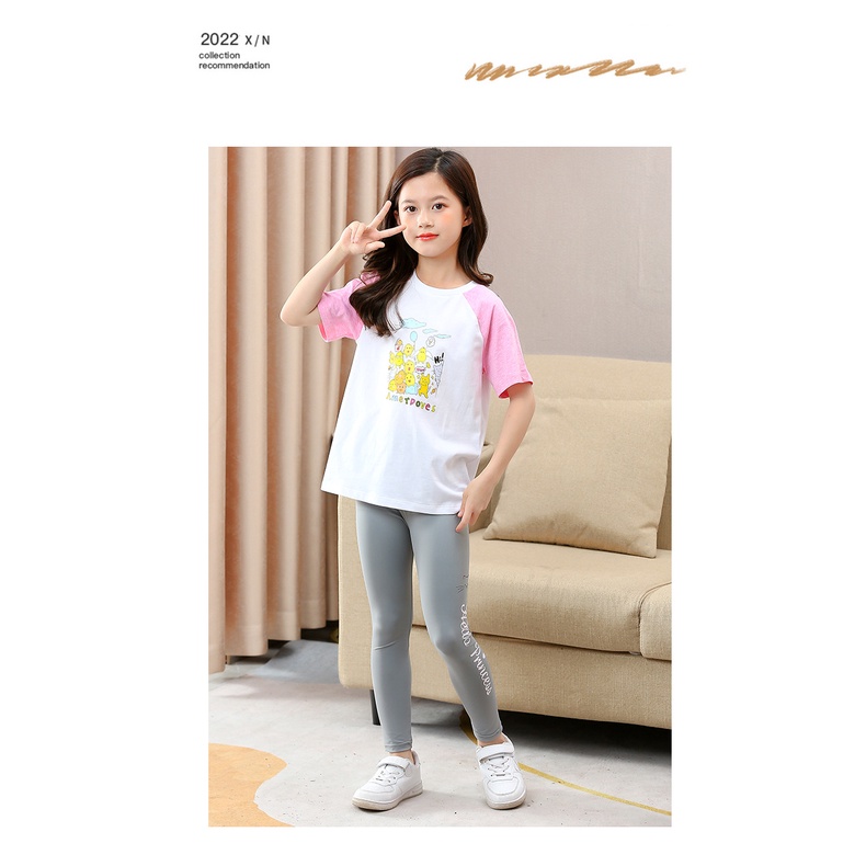 Quần Legging Thể Thao Co Giãn Tốt In Hình Cá Mập 90-160cm Cho Bé Gái
