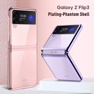 Ốp điện thoại cứng mỏng nhẹ trong suốt chống va đập sang trọng cho Samsung galaxy z flip 3 5g
