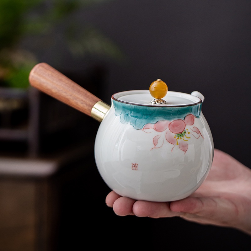 Ấm Trà Sứ Trắng Bạch Định pha trà đạo 260 ml